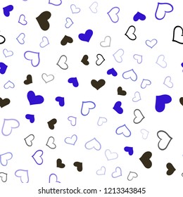 Light Blue, Green vector seamless texture with lovely hearts. Blurred decorative design in doodle style with hearts. Pattern for marriage gifts, congratulations.