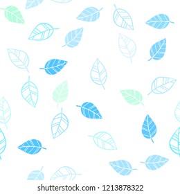 Light Blue, Green vector seamless natural artwork with leaves. Modern geometrical abstract illustration with leaves. Template for business cards, websites.
