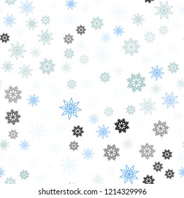 Light Blue, Green vector seamless texture with colored snowflakes. Decorative shining illustration with snow on abstract template. Pattern for trendy fabric, wallpapers.