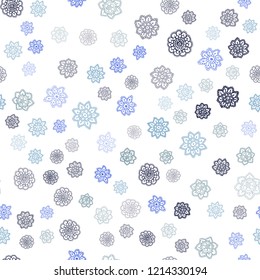 Light Blue, Green vector seamless background with xmas snowflakes. Glitter abstract illustration with crystals of ice. Pattern for design of window blinds, curtains.