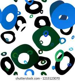 Light Blue, Green vector seamless template with spots. Colorful illustration with blurred circles in nature style. Pattern for trendy fabric, wallpapers.