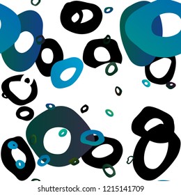Light Blue, Green vector seamless pattern with spheres. Glitter abstract illustration with blurred drops of rain. Template for business cards, websites.