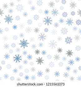 Light Blue, Green vector seamless template with ice snowflakes. Modern geometrical abstract illustration with crystals of ice. Design for textile, fabric, wallpapers.