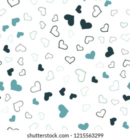 Light Blue, Green vector seamless cover with Shining hearts. Decorative shining illustration with hearts on abstract template. Pattern for marriage gifts, congratulations.