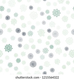 Light Blue, Green vector seamless cover with beautiful snowflakes. Shining colored illustration with snow in christmas style. Pattern for trendy fabric, wallpapers.