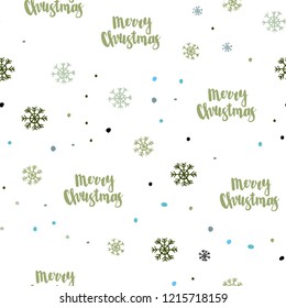 Light Blue, Green vector seamless cover with beautiful snowflakes. Modern geometrical abstract illustration with snowflakes. Pattern for design of window blinds, curtains.