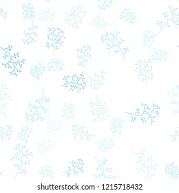 Light Blue, Green vector seamless elegant wallpaper with branches. Decorative design in Indian style on white background. Pattern for trendy fabric, wallpapers.