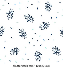 Light Blue, Green vector seamless elegant background with leaves, branches. Shining colored illustration with leaves and branches. Design for wallpaper, fabric makers.