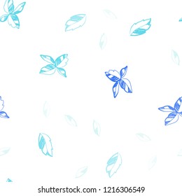 Light Blue, Green vector seamless doodle pattern with leaves. Decorative illustration with doodles on abstract template. Trendy design for wallpaper, fabric makers.
