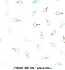 Light Blue, Green vector seamless layout with ice-cream set. Beautiful colorful illustration with ice-cream cones. Pattern for ad, booklets, leaflets of restaurants.