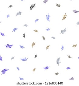 Light Blue, Green vector seamless elegant template with leaves. A vague abstract illustration with leaves in doodles style. Pattern for design of fabric, wallpapers.