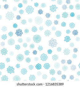 Light Blue, Green vector seamless cover with beautiful snowflakes. Glitter abstract illustration with crystals of ice. Pattern for design of fabric, wallpapers.