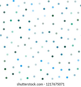 Light Blue, Green vector seamless background with bubbles. Beautiful colored illustration with blurred circles in nature style. Completely new template for your brand book.