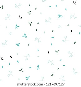 Light Blue, Green vector seamless elegant pattern with leaves. Colorful abstract illustration with leaves in doodle style. Pattern for design of fabric, wallpapers.