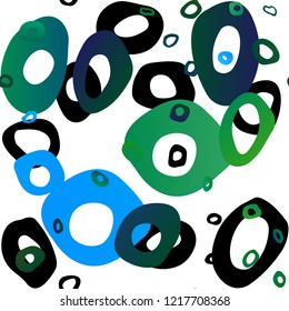 Light Blue, Green vector seamless pattern with spheres. Glitter abstract illustration with blurred drops of rain. Template for business cards, websites.
