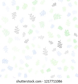 Light Blue, Green vector seamless elegant template with leaves, branches. Modern abstract illustration with leaves and branches. Pattern for design of fabric, wallpapers.