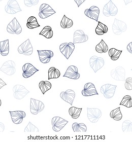 Light Blue, Green vector seamless abstract backdrop with leaves. Doodle illustration of leaves in Origami style with gradient. Pattern for design of fabric, wallpapers.