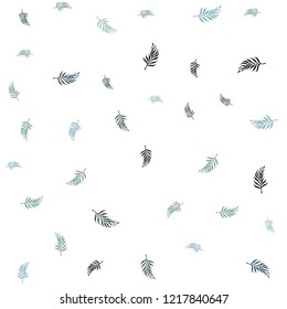 Light Blue, Green vector seamless abstract background with leaves. Colorful illustration in doodle style with leaves. Pattern for design of fabric, wallpapers.