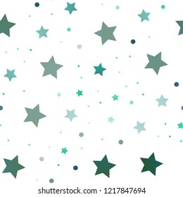 Light Blue, Green vector seamless layout with bright stars. Stars on blurred abstract background with gradient. Best design for your ad, poster, banner.