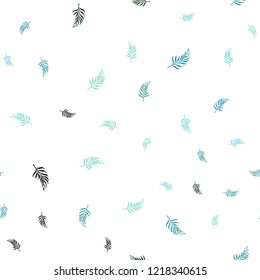 Light Blue, Green vector seamless elegant background with leaves. An elegant bright illustration with leaves in Natural style. Trendy design for wallpaper, fabric makers.