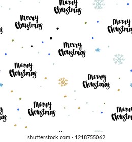 Light Blue, Green vector seamless pattern with christmas snowflakes. Colorful decorative design in xmas style with snow. Pattern for trendy fabric, wallpapers.
