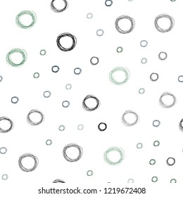 Light Blue, Green vector seamless layout with circle shapes. Abstract illustration with colored bubbles in nature style. Pattern can be used as texture of wallpapers.