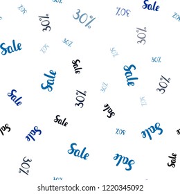 Light Blue, Green vector seamless texture with selling prices 30 %. Abstract illustration with colorful gradient symbols of sales. Design for business ads, commercials.