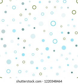 Light Blue, Green vector seamless template with circles. Blurred bubbles on abstract background with colorful gradient. Design for textile, fabric, wallpapers.