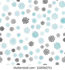 Light Blue, Green vector seamless layout with bright snowflakes. Decorative shining illustration with snow on abstract template. Pattern for design of fabric, wallpapers.