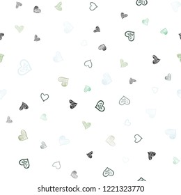 Light Blue, Green vector seamless texture with lovely hearts. Illustration with hearts in love concept for valentine's day. Design for ad, poster, banner of Valentine Day.