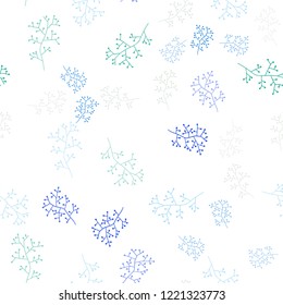 Light Blue, Green vector seamless natural background with branches. Modern abstract illustration with leaves and branches. Texture for window blinds, curtains.