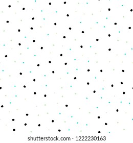 Light Blue, Green vector seamless backdrop with dots. Glitter abstract illustration with blurred drops of rain. Pattern for trendy fabric, wallpapers.