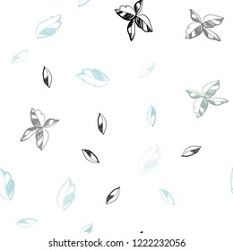 Light Blue, Green vector seamless doodle pattern with leaves. Shining colored illustration with leaves in doodle style. Pattern for trendy fabric, wallpapers.