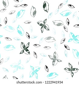 Light Blue, Green vector seamless abstract pattern with leaves. An elegant bright illustration with leaves in Natural style. Trendy design for wallpaper, fabric makers.