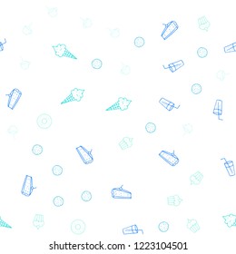Light Blue, Green vector seamless pattern with fresh ingredients. Decorative shining illustration with food on abstract template. Template for meal cooking in kitchen.