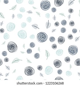 Light Blue, Green vector seamless natural pattern with leaves and flowers. Colorful abstract illustration with leaves in doodle style. Design for wallpaper, fabric makers.