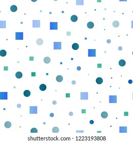 Light Blue, Green vector seamless template with spots, rectangles. Abstract backdrop with colorful circles, rectangles. Pattern for design of window blinds, curtains.