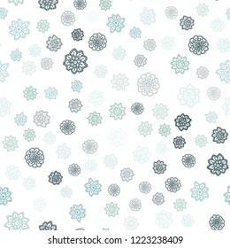 Light Blue, Green vector seamless template with ice snowflakes. Modern geometrical abstract illustration with crystals of ice. Trendy design for wallpaper, fabric makers.