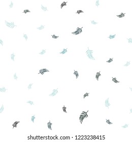 Light Blue, Green vector seamless doodle pattern with leaves. Glitter abstract illustration with doodles and leaves. Template for business cards, websites.