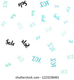 Light Blue, Green vector seamless background with 70 % signs of sales. Gradient illustration with discount signs on white backdrop. Backdrop for mega promotions, discounts.