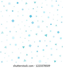Light Blue, Green vector seamless template with crystals, circles, squares. Illustration with set of colorful circles, triangles, squares. Design for textile, fabric, wallpapers.