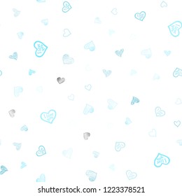 Light Blue, Green vector seamless background with hearts. Hearts on blurred abstract background with colorful gradient. Beautiful design for your business advert of anniversary.
