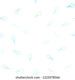 Light Blue, Green vector seamless background with ice-cream cones. Set of abstract ice-cream cones with colorful gradient. Pattern for menu of cafes and restaurants.