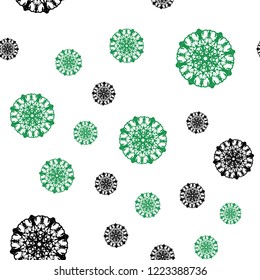 Light Blue, Green vector seamless template with ice snowflakes. Glitter abstract illustration with crystals of ice. Pattern for design of fabric, wallpapers.
