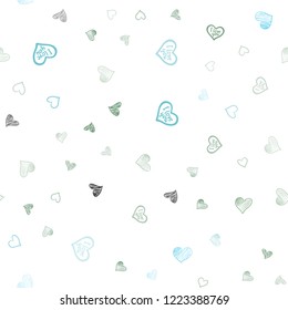 Light Blue, Green vector seamless cover with Shining hearts. Illustration with hearts in love concept for valentine's day. Beautiful design for your business advert of anniversary.