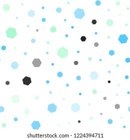 Light Blue, Green vector seamless layout with hexagonal shapes. Colorful hexagons on white backdrop. Pattern for texture of wallpapers.