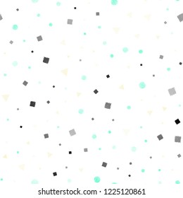 Light Blue, Green vector seamless backdrop with lines, circles, rhombus. Circles, lines, rhombus with colorful gradient. Trendy design for wallpaper, fabric makers.