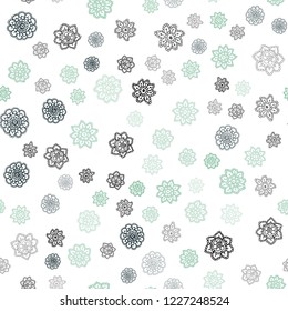 Light Blue, Green vector seamless cover with beautiful snowflakes. Decorative shining illustration with snow on abstract template. Trendy design for wallpaper, fabric makers.