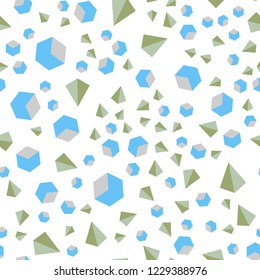 Light Blue, Green vector seamless, isometric cover with triangles, rectangles. Abstract gradient illustration with triangles, cubes. Texture for window blinds, curtains.