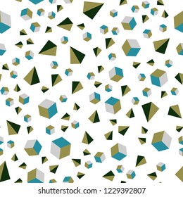 Light Blue, Green vector seamless, isometric background with triangles, cubes. Illustration with colorful triangles, rectangles. Pattern for design of fabric, wallpapers.